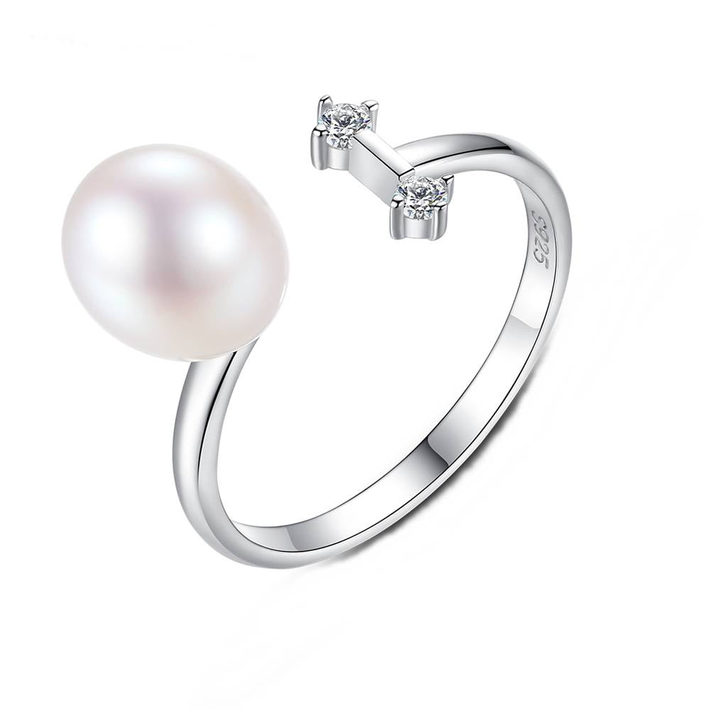 Inel reglabil din Argint Parallel Pearl