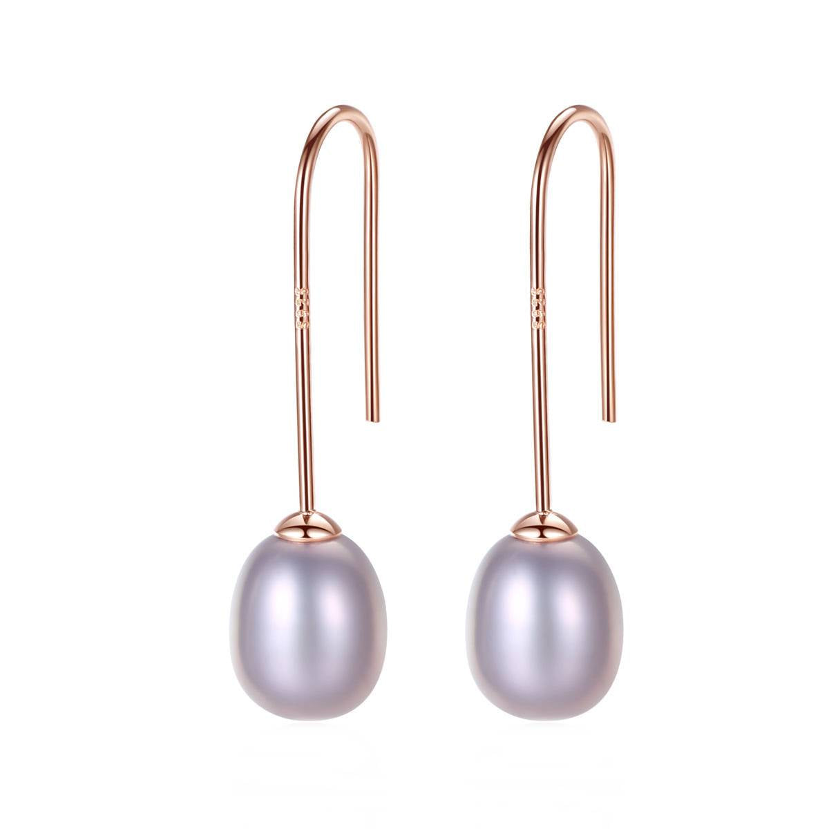Cercei din Argint Long Round Pearls