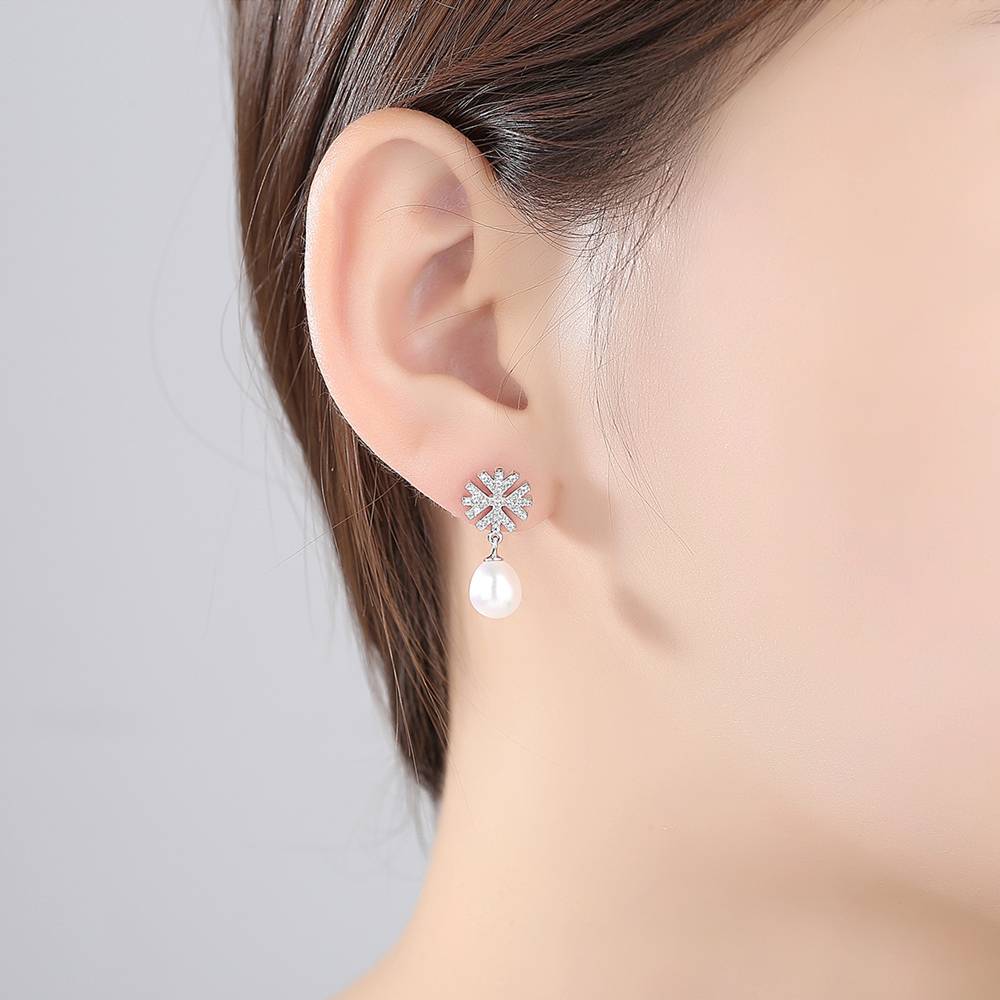 Cercei din Argint Snowflake Pearls