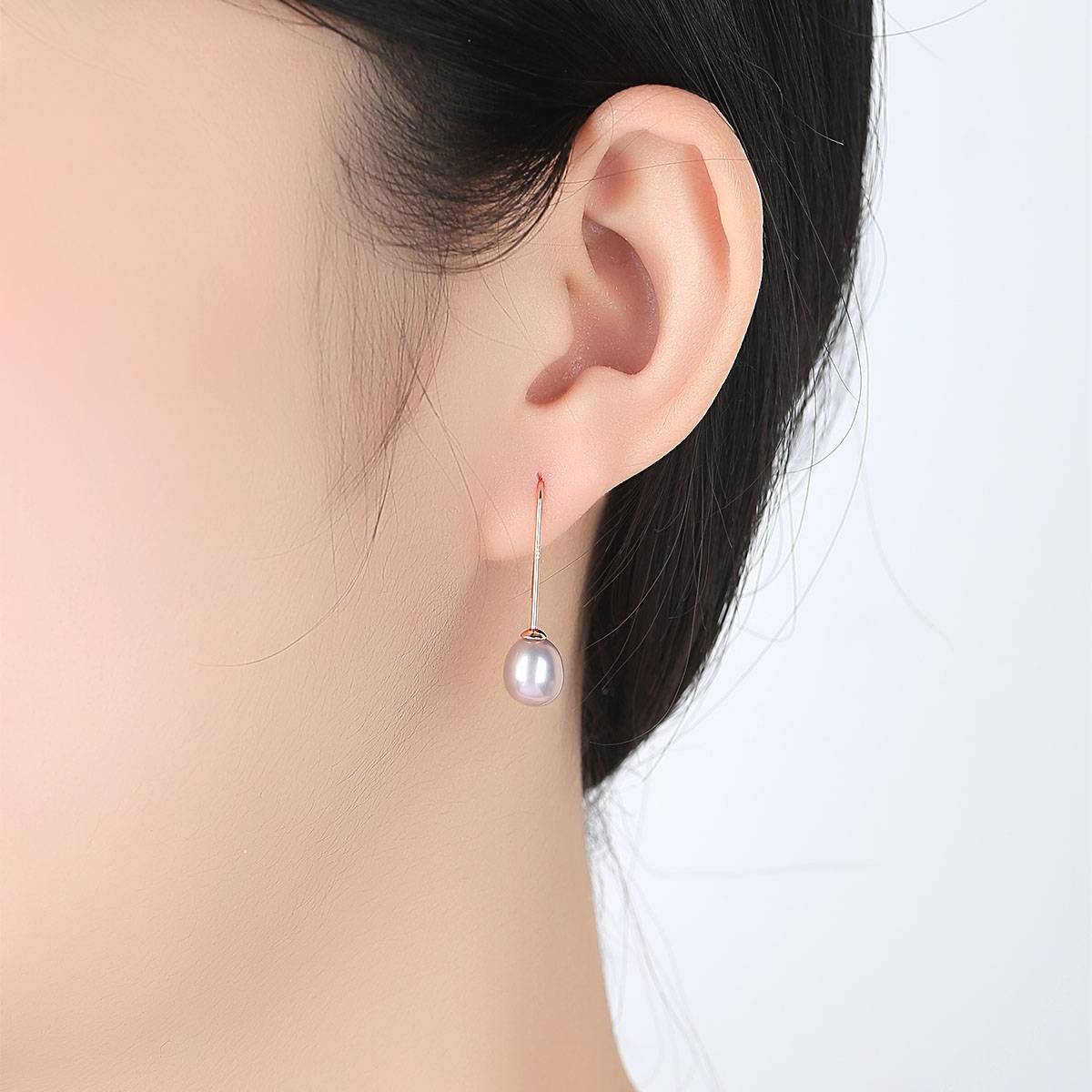 Cercei din Argint Long Round Pearls