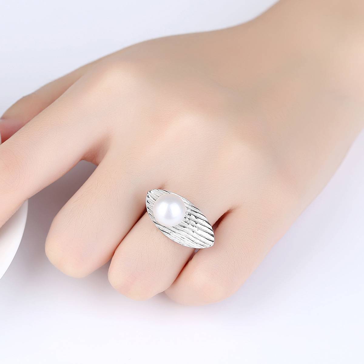 Inel reglabil din Argint Shell Pearl