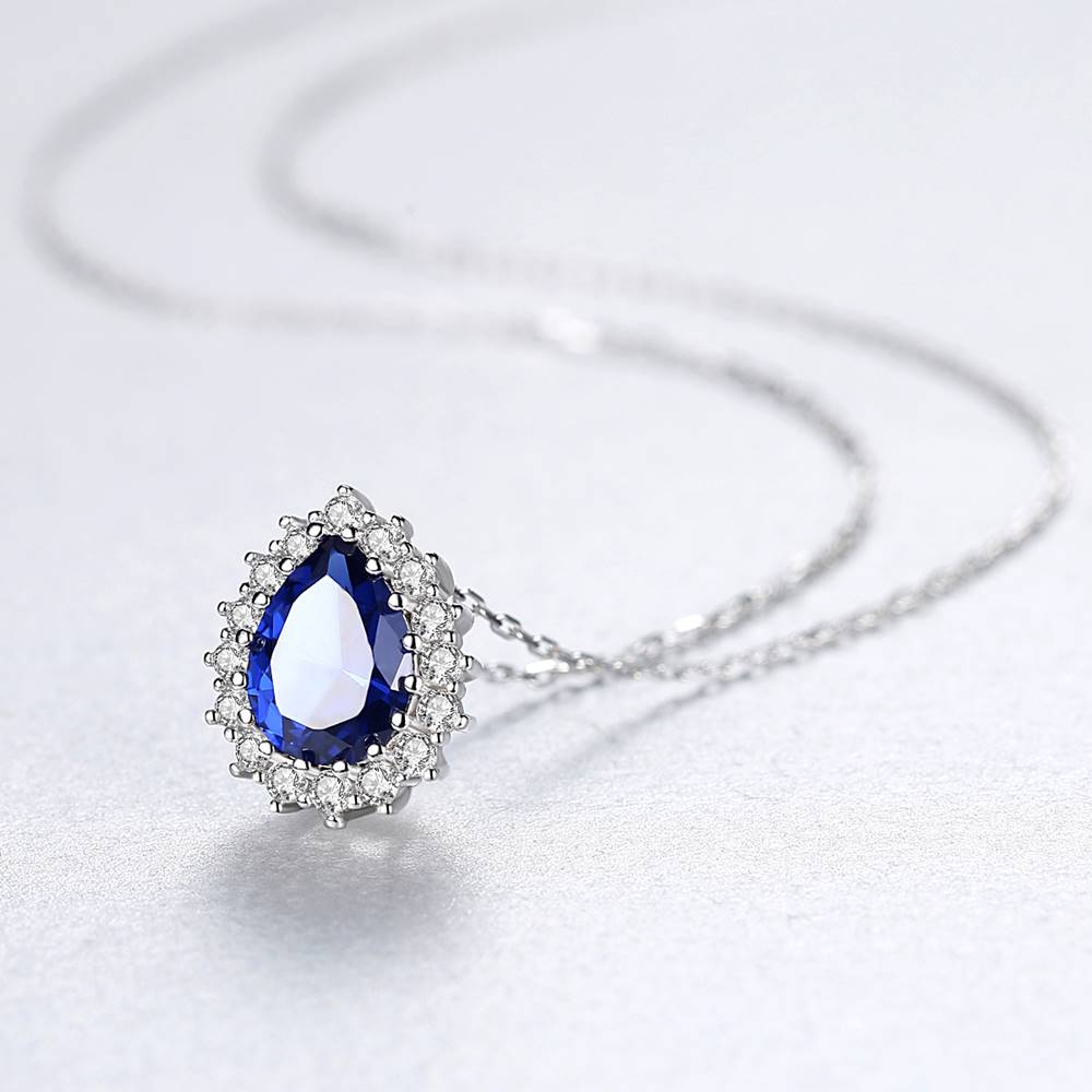 Colier din Argint Sapphire Teardrop