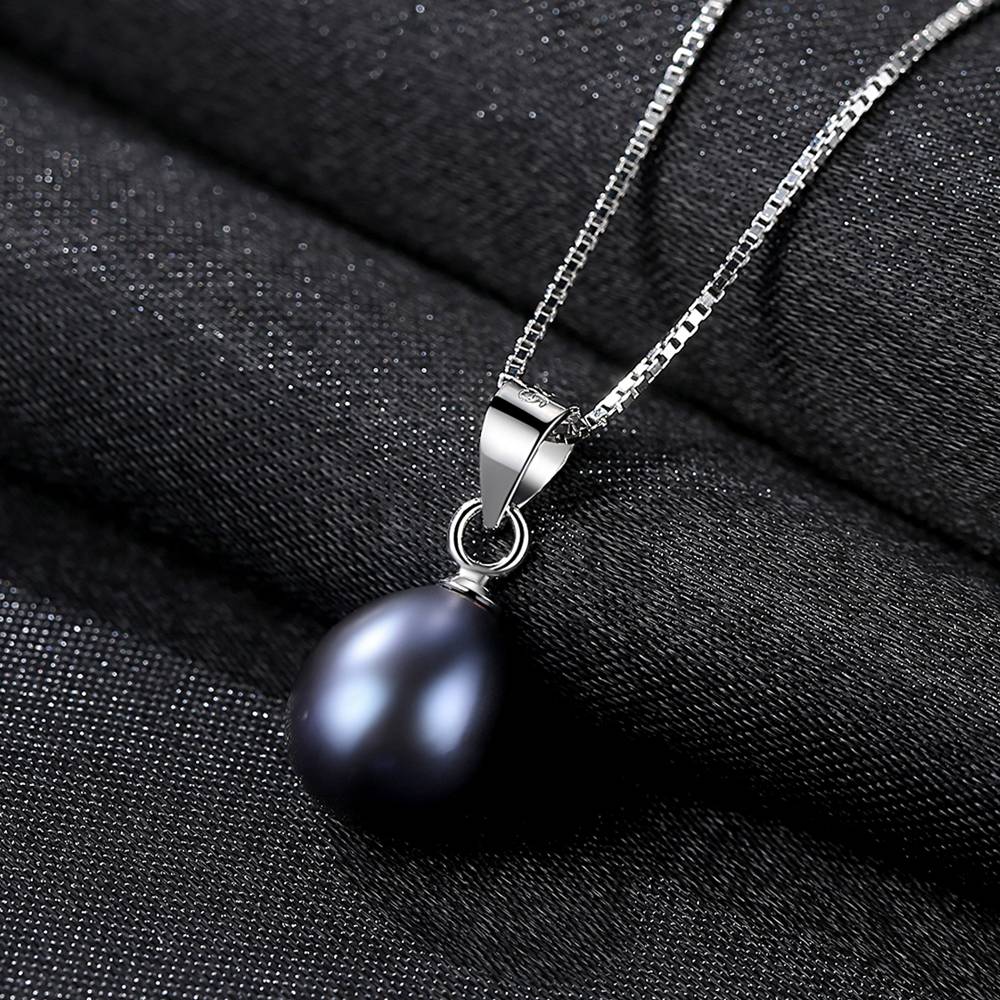 Colier din Argint Simple Black Pearl