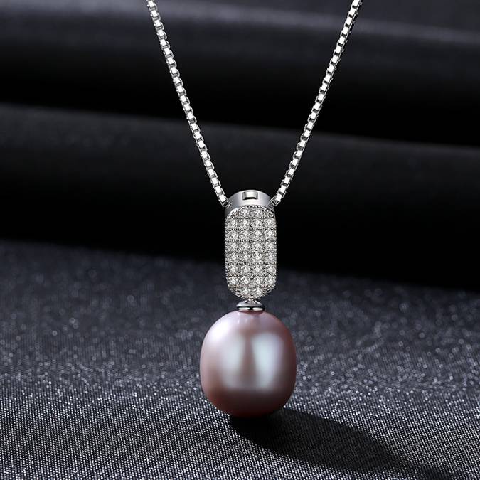 Colier din Argint Diamond Bar Pearl