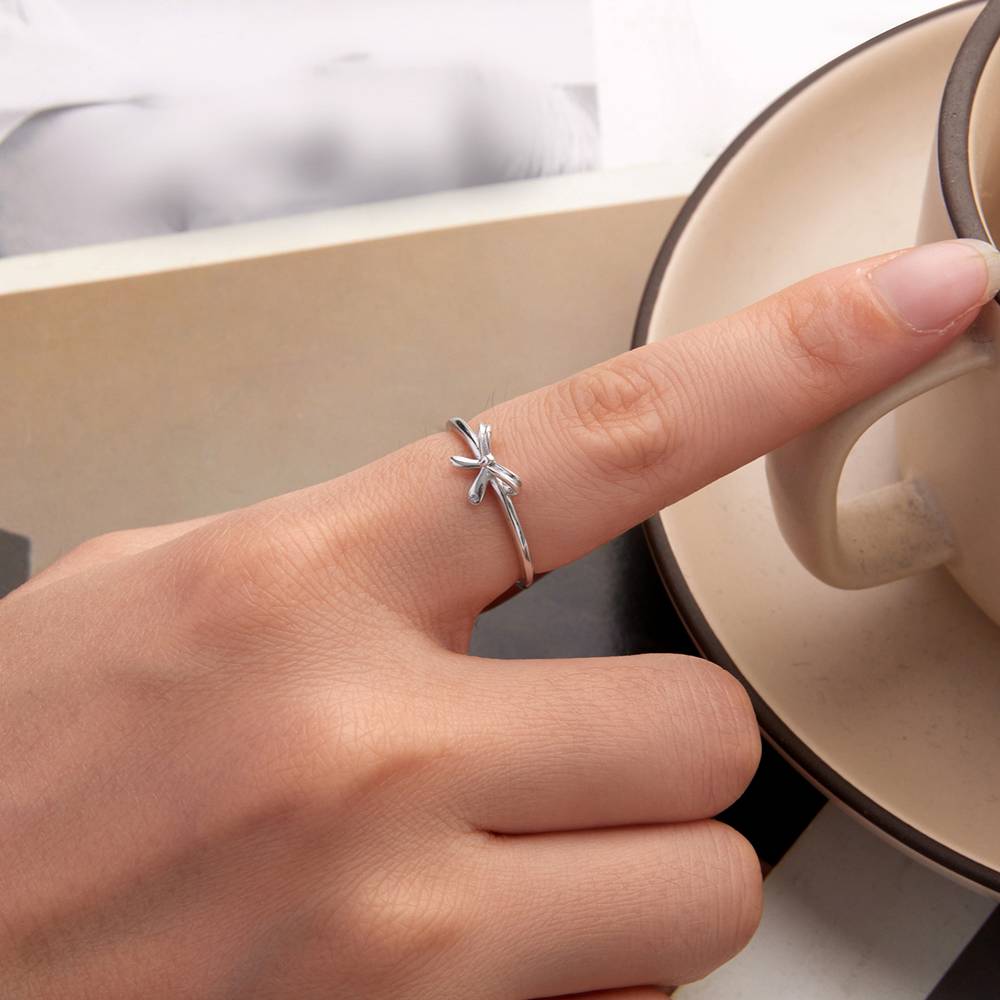 Inel reglabil din Argint Simple Bow Silver