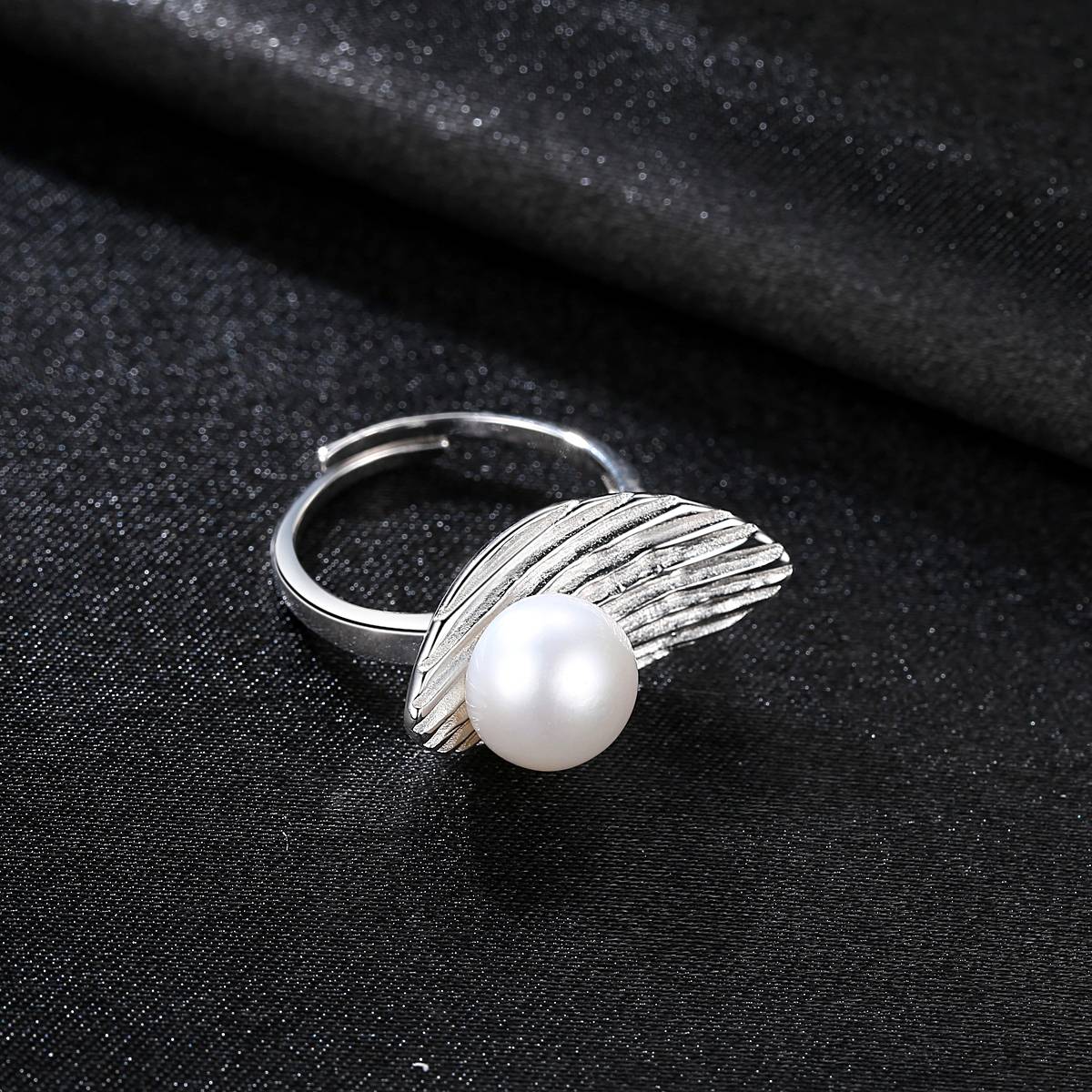 Inel reglabil din Argint Shell Pearl