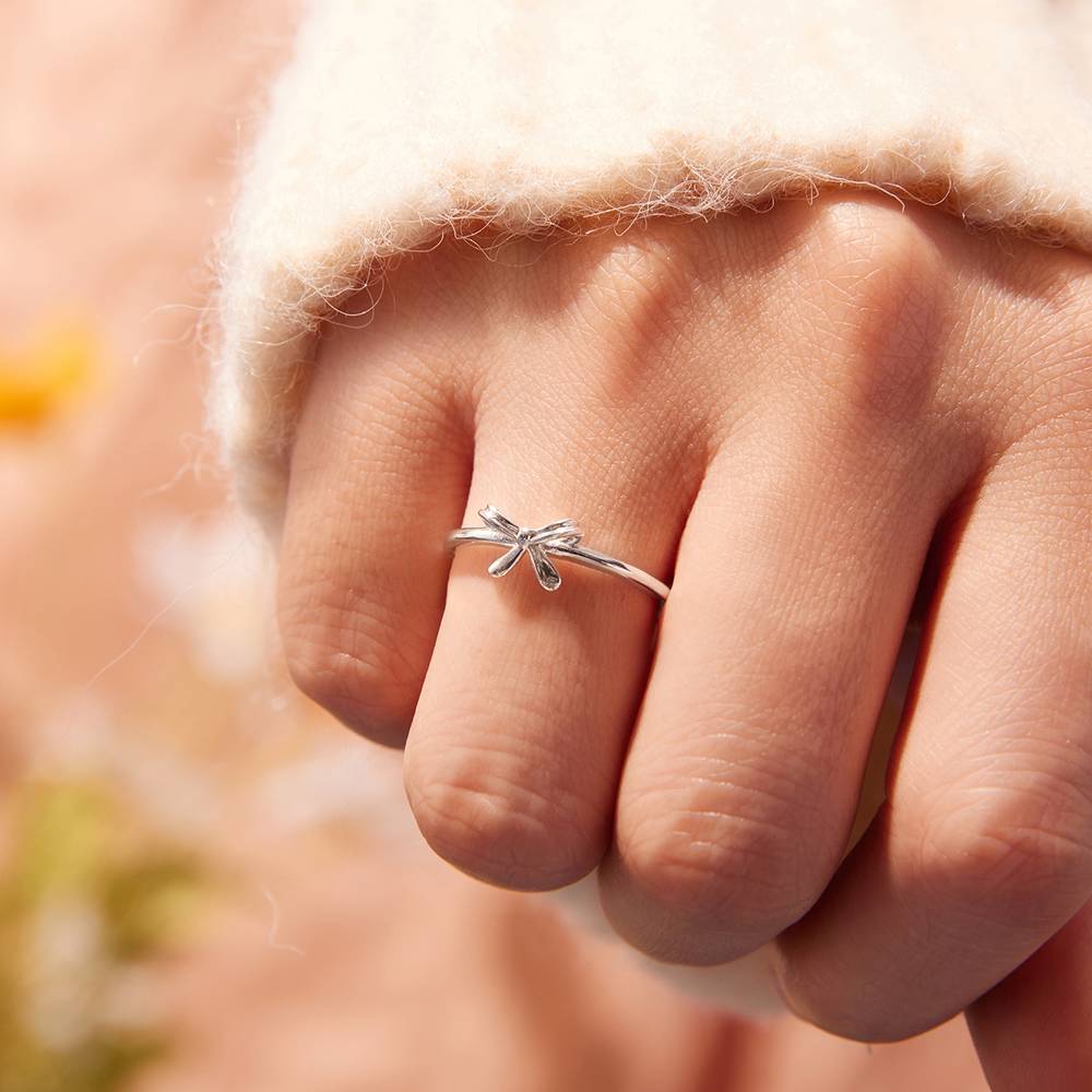 Inel reglabil din Argint Simple Bow Silver