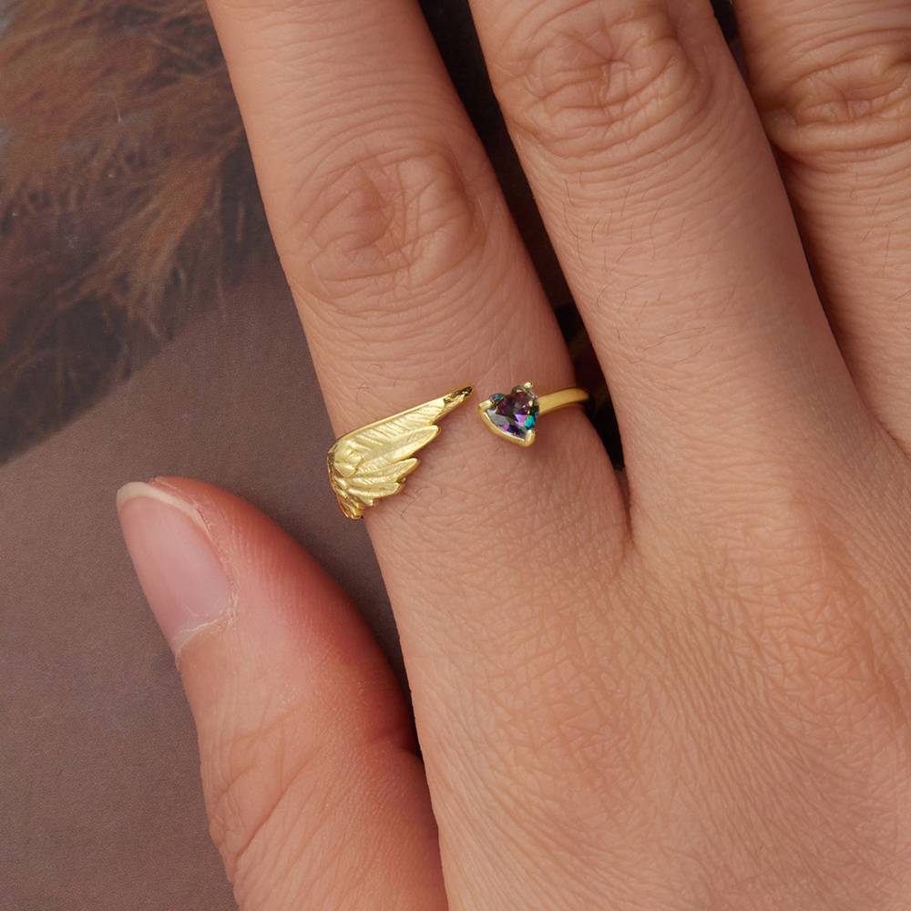 Inel reglabil din Argint Heart Wing Gold