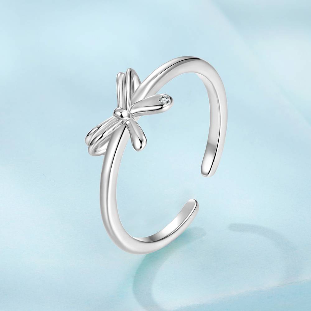 Inel reglabil din Argint Simple Bow Silver
