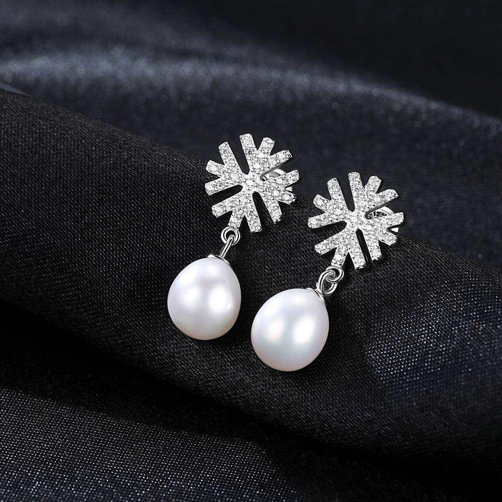 Cercei din Argint Snowflake Pearls