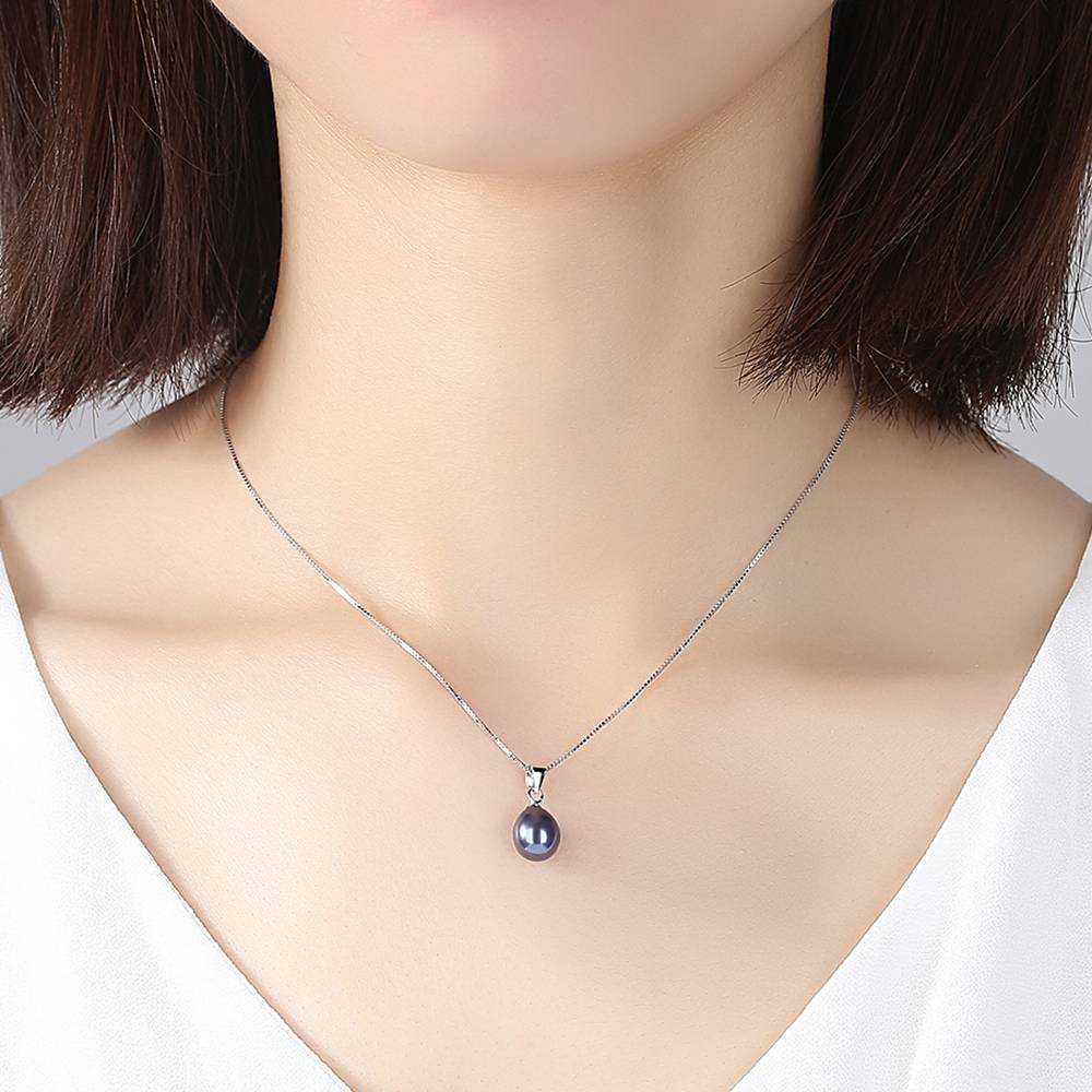 Colier din Argint Simple Black Pearl