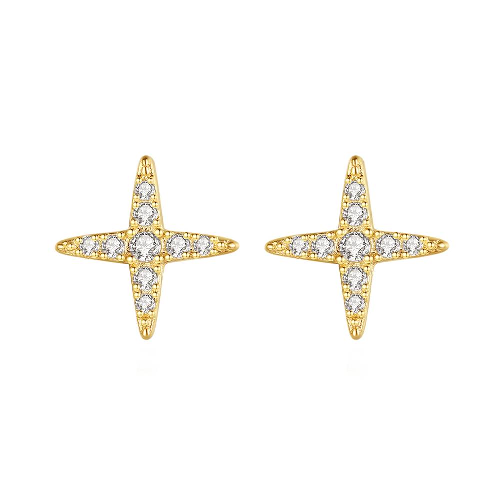 Cercei din Argint Deep Gold Star