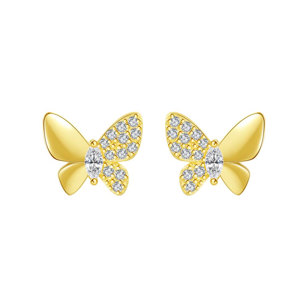 Cercei din Argint Gold Sparkle Butterfly