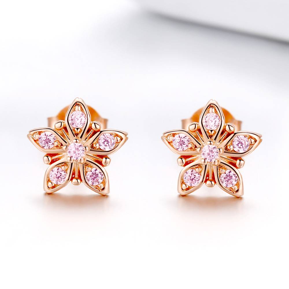 Cercei din Argint Gold Flower