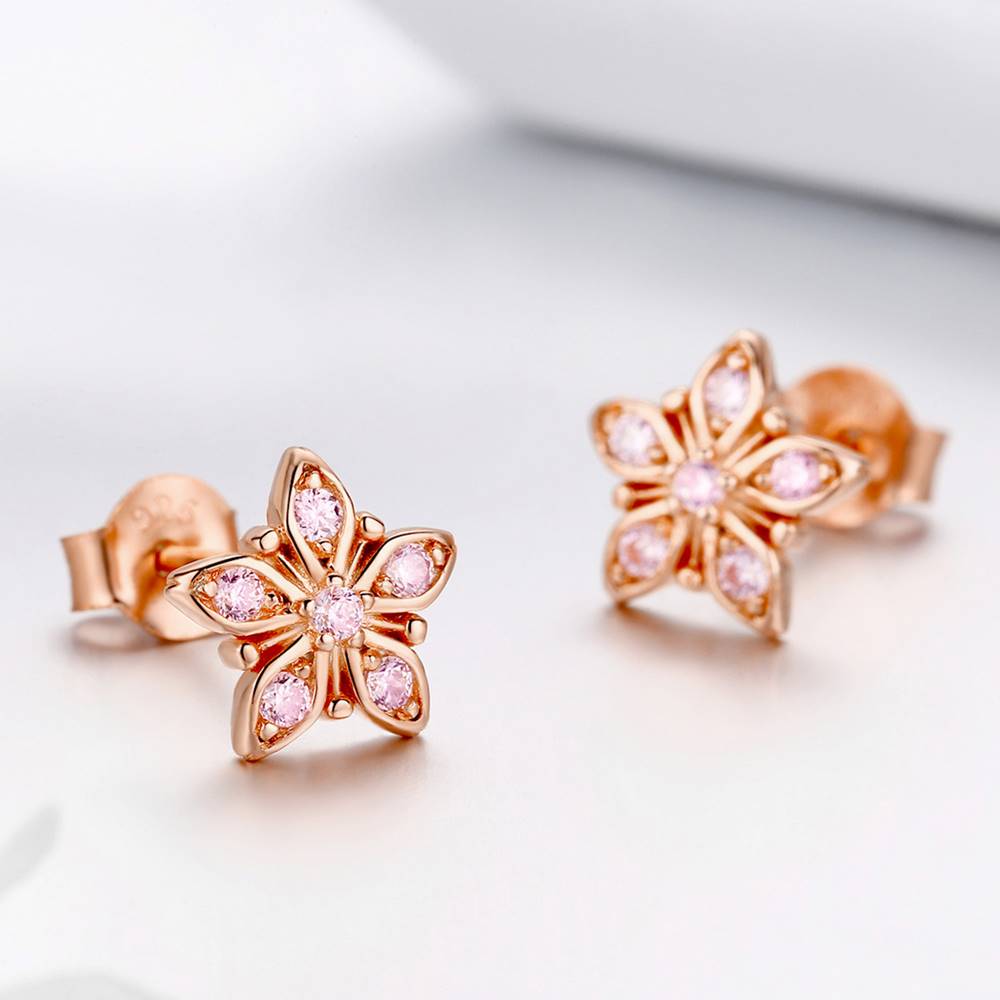 Cercei din Argint Gold Flower