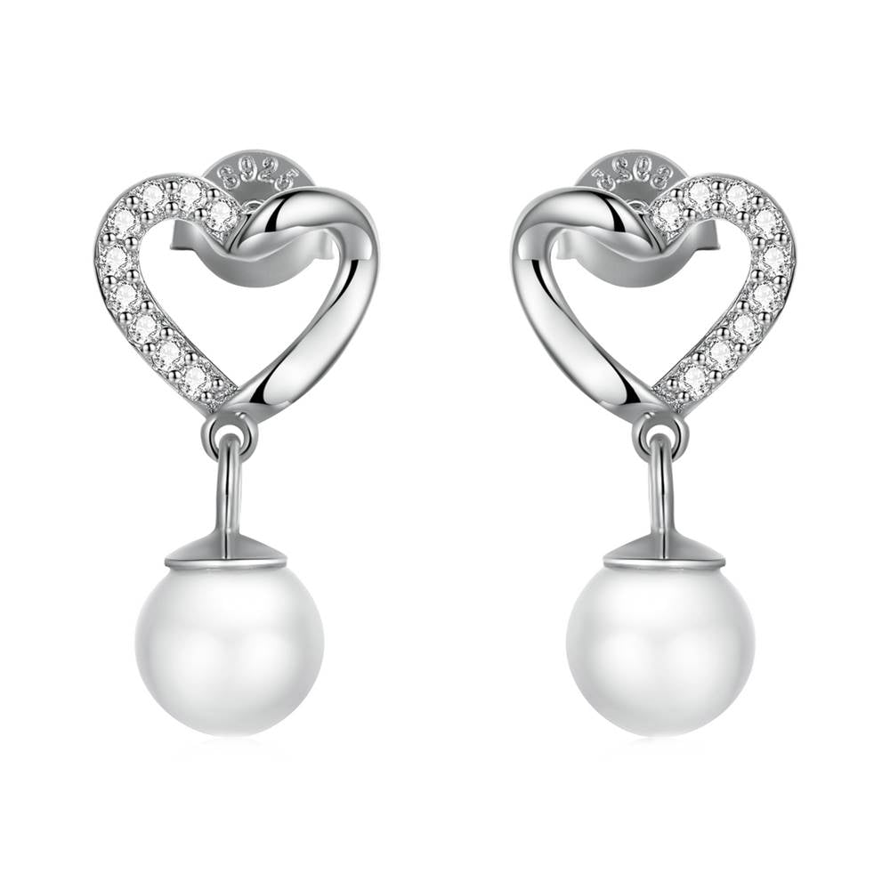 Cercei din Argint Heart Pearl