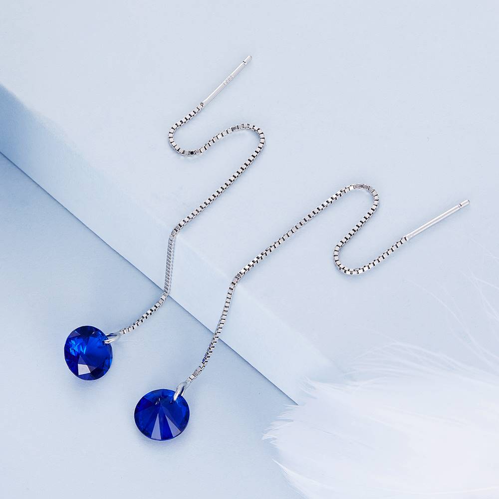 Cercei din Argint Blue Diamonds Chain