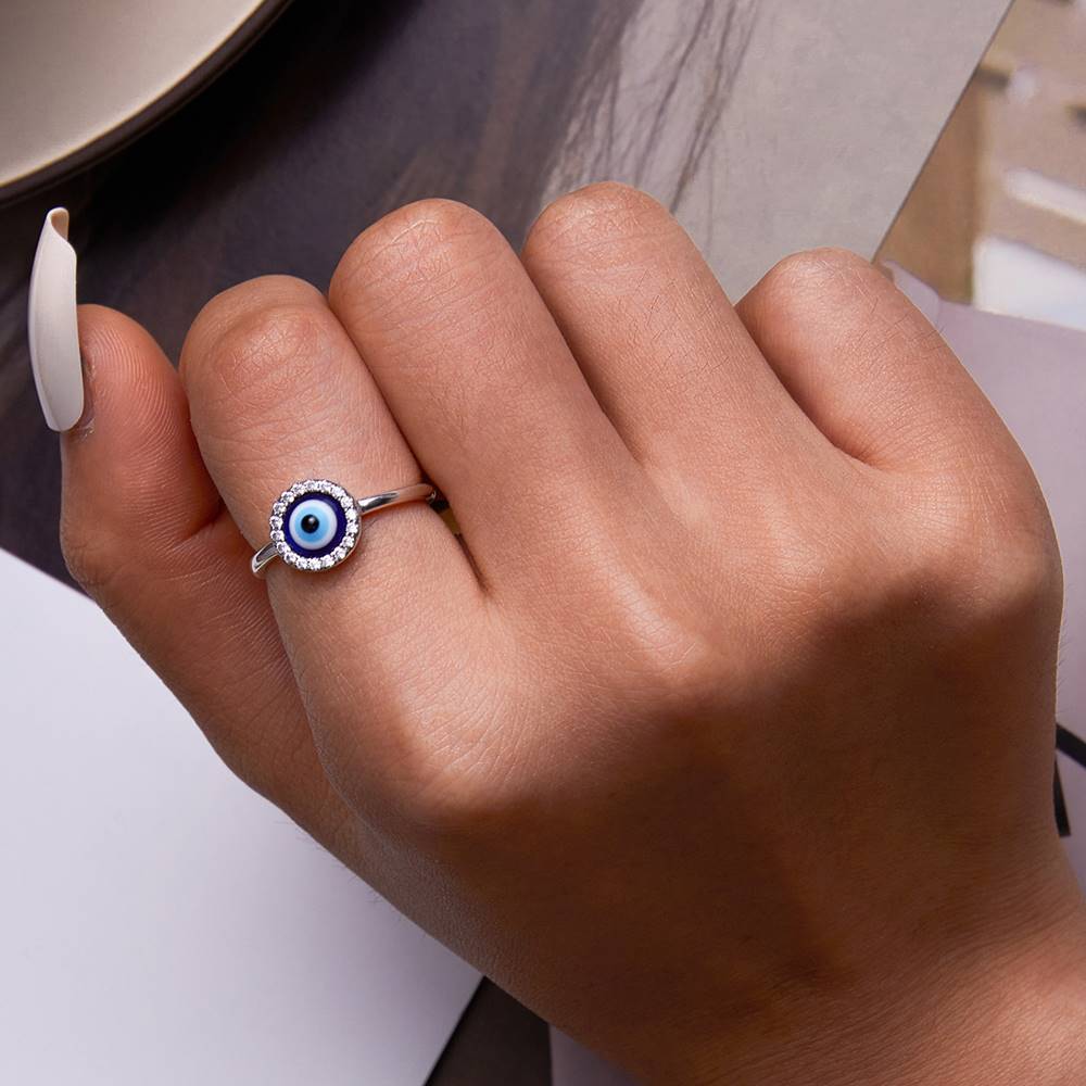 Inel reglabil din Argint Devil Eye