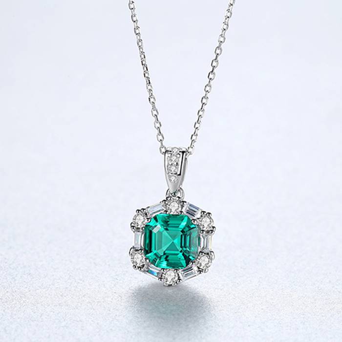 Colier din Argint Green Emerald