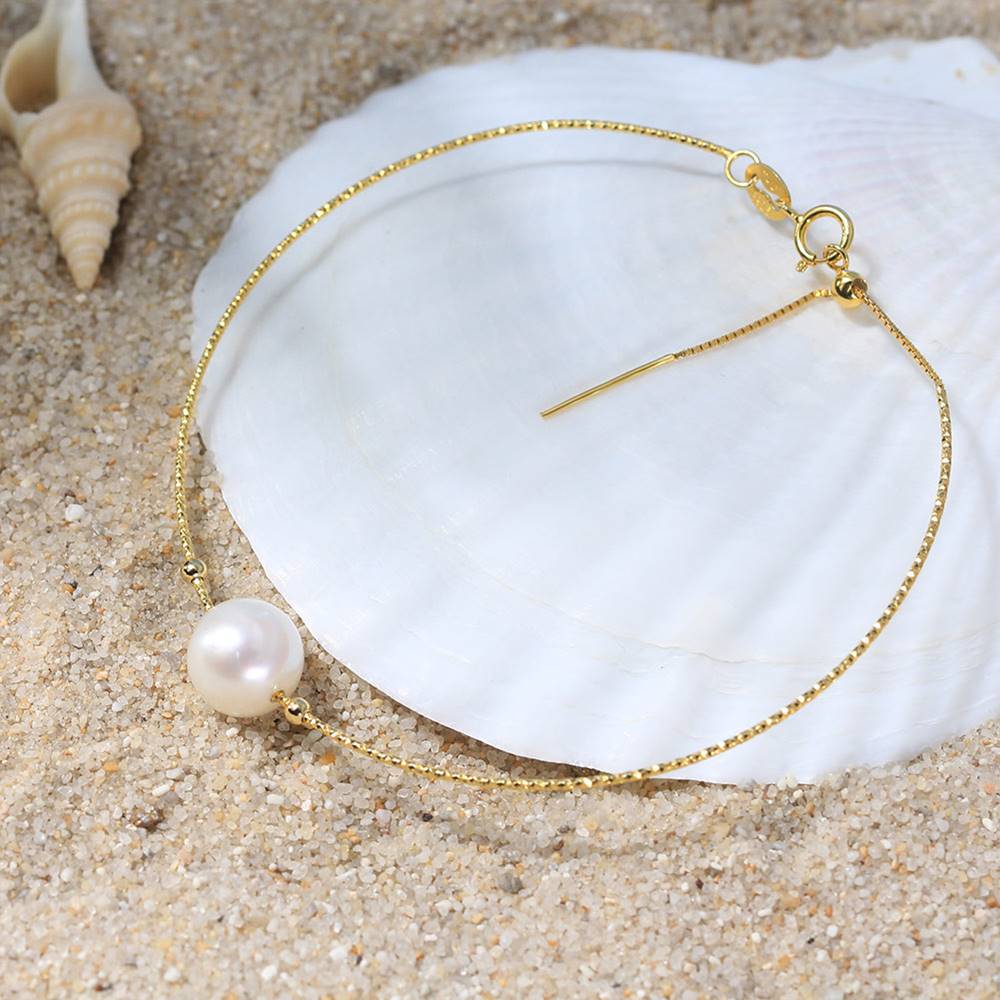 Bratara din Argint Big Gold Pearl