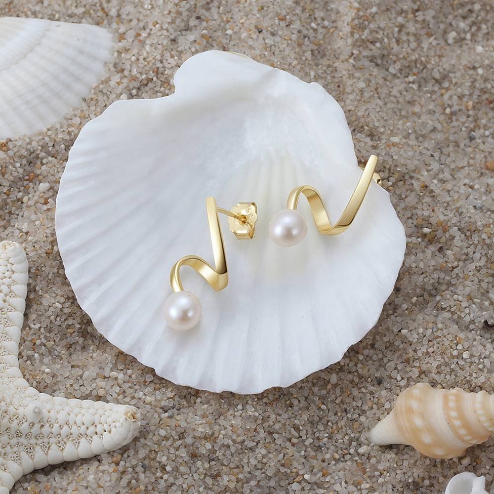 Cercei din Argint Curved Pearls
