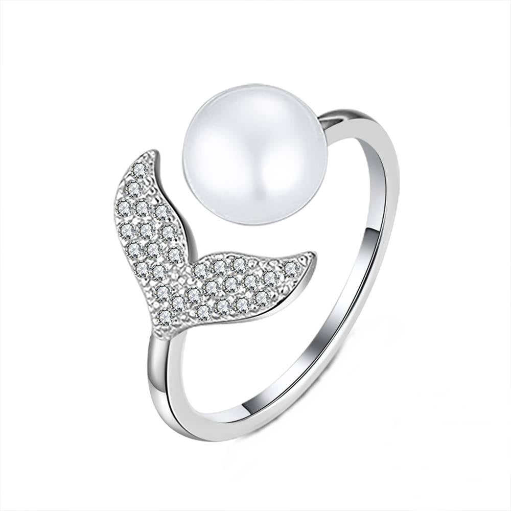 Inel reglabil din Argint Dolphin Pearl