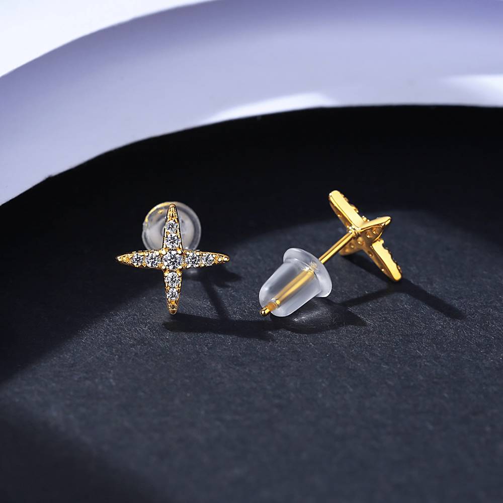 Cercei din Argint Deep Gold Star