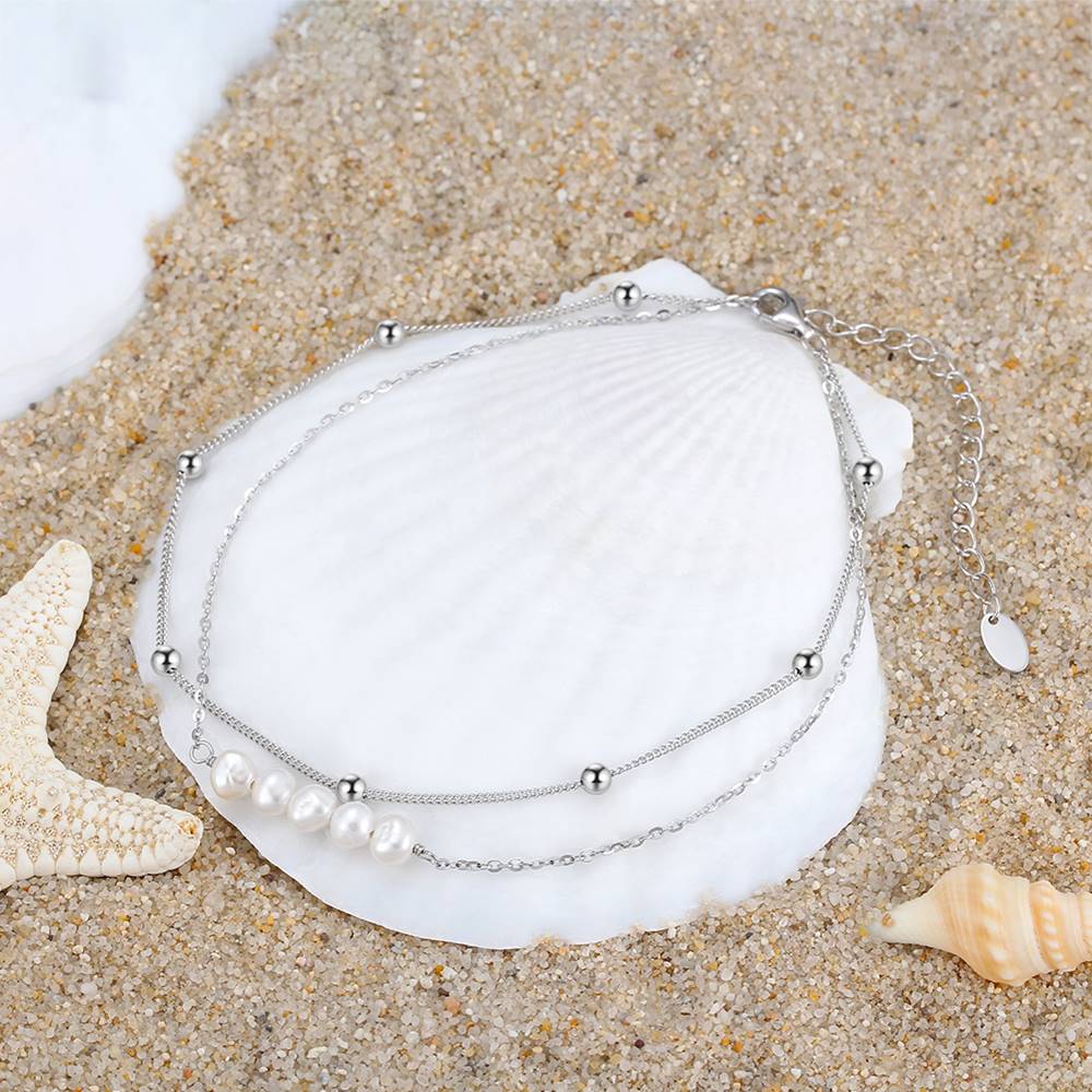 Bratara de picior din Argint Luna Pearls