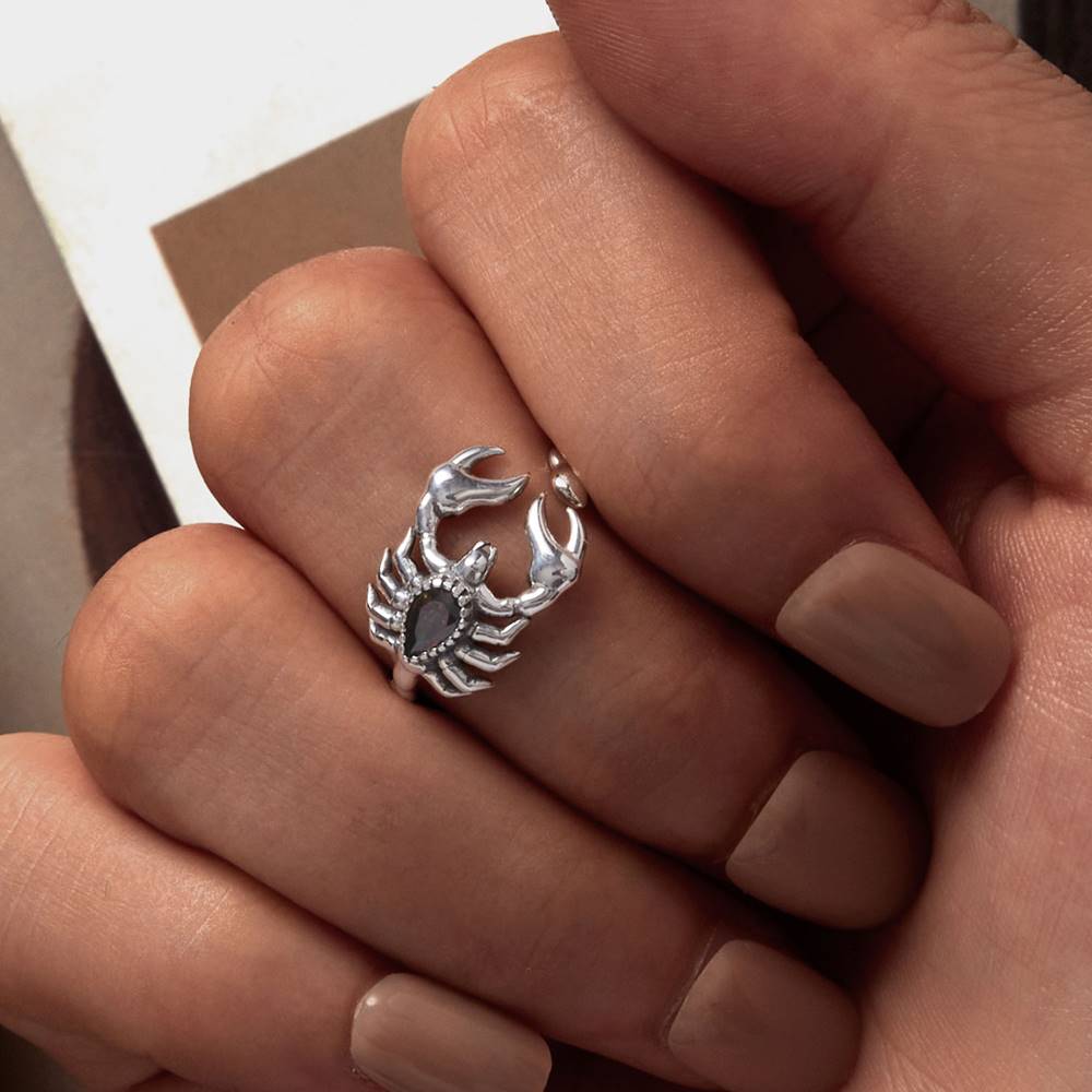 Inel reglabil din Argint Scorpion Diamond