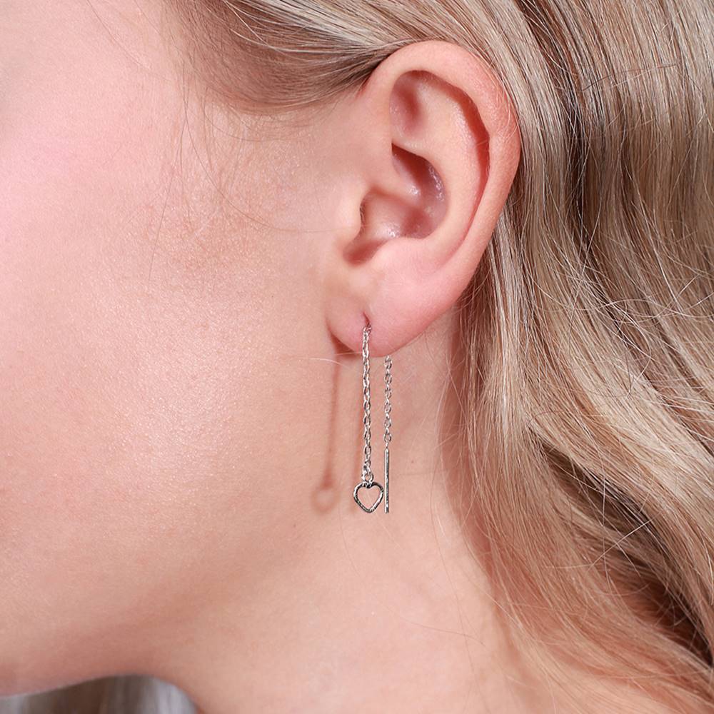 Cercei din Argint Chain Heart