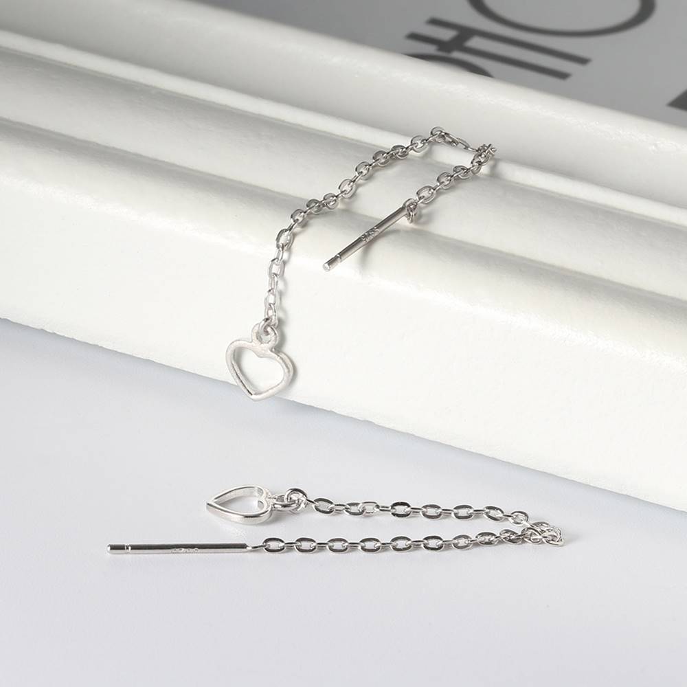 Cercei din Argint Chain Heart