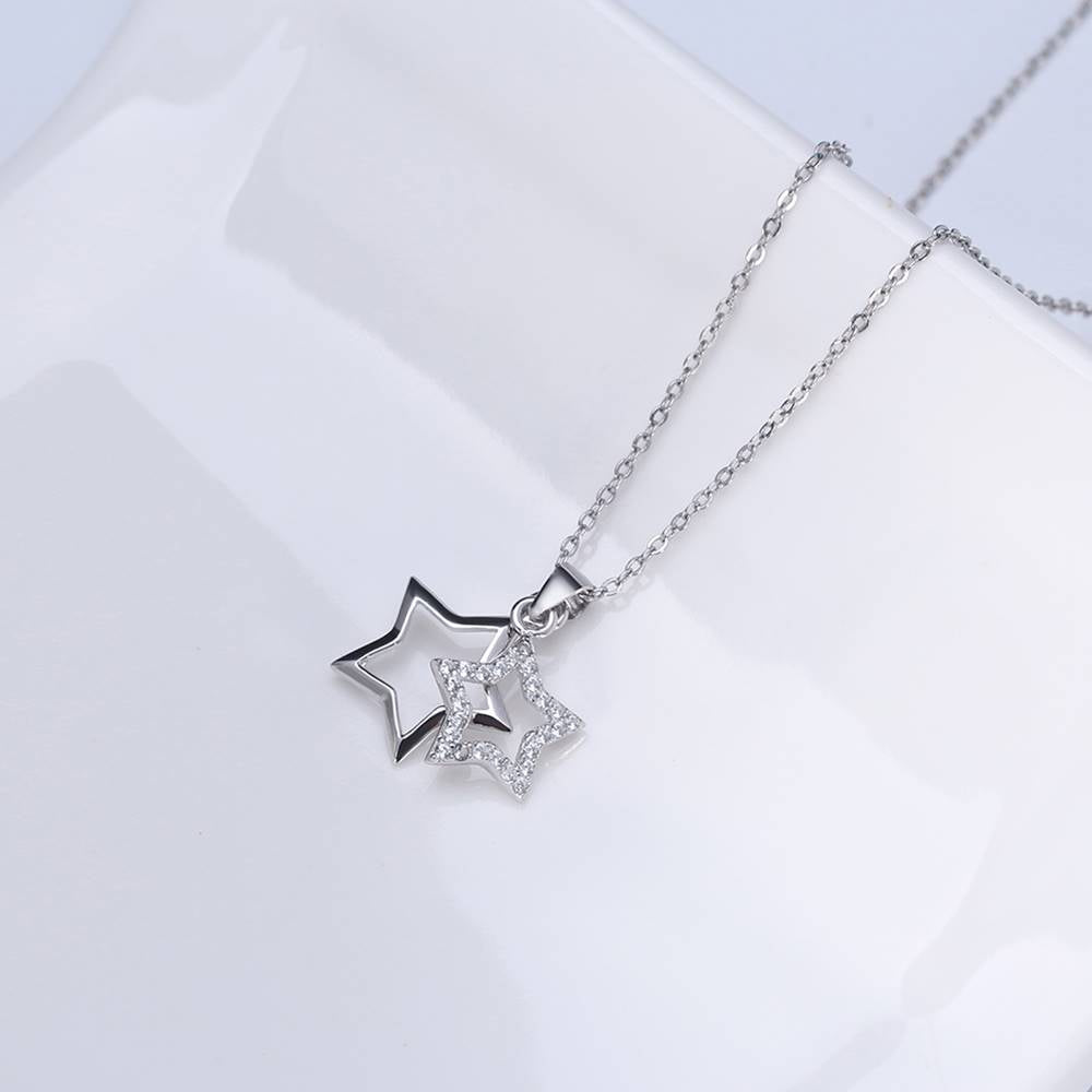 Colier din Argint Double Star Diamond