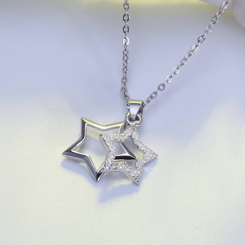 Colier din Argint Double Star Diamond