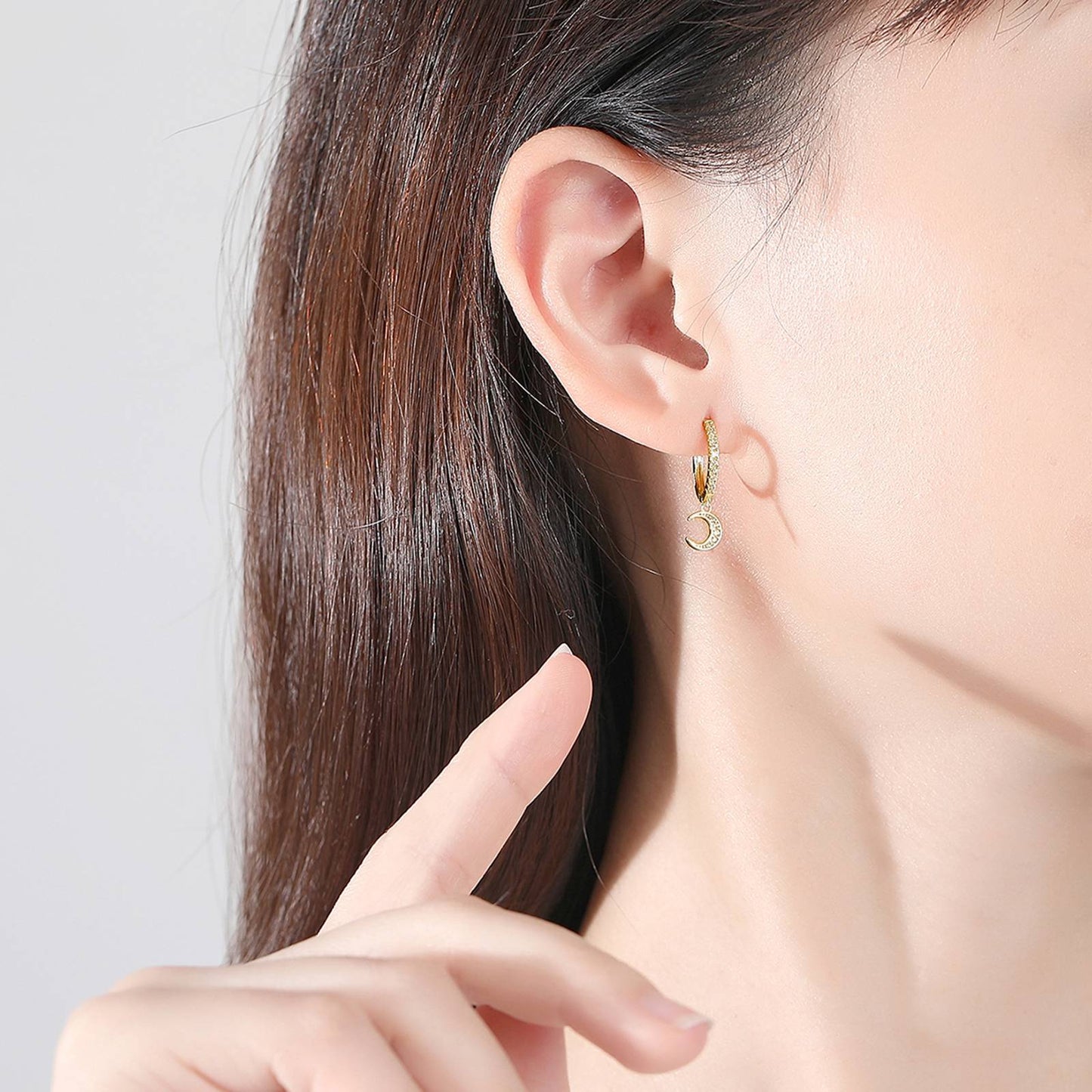 Cercei asimetrici din Argint Gold Sun and Moon