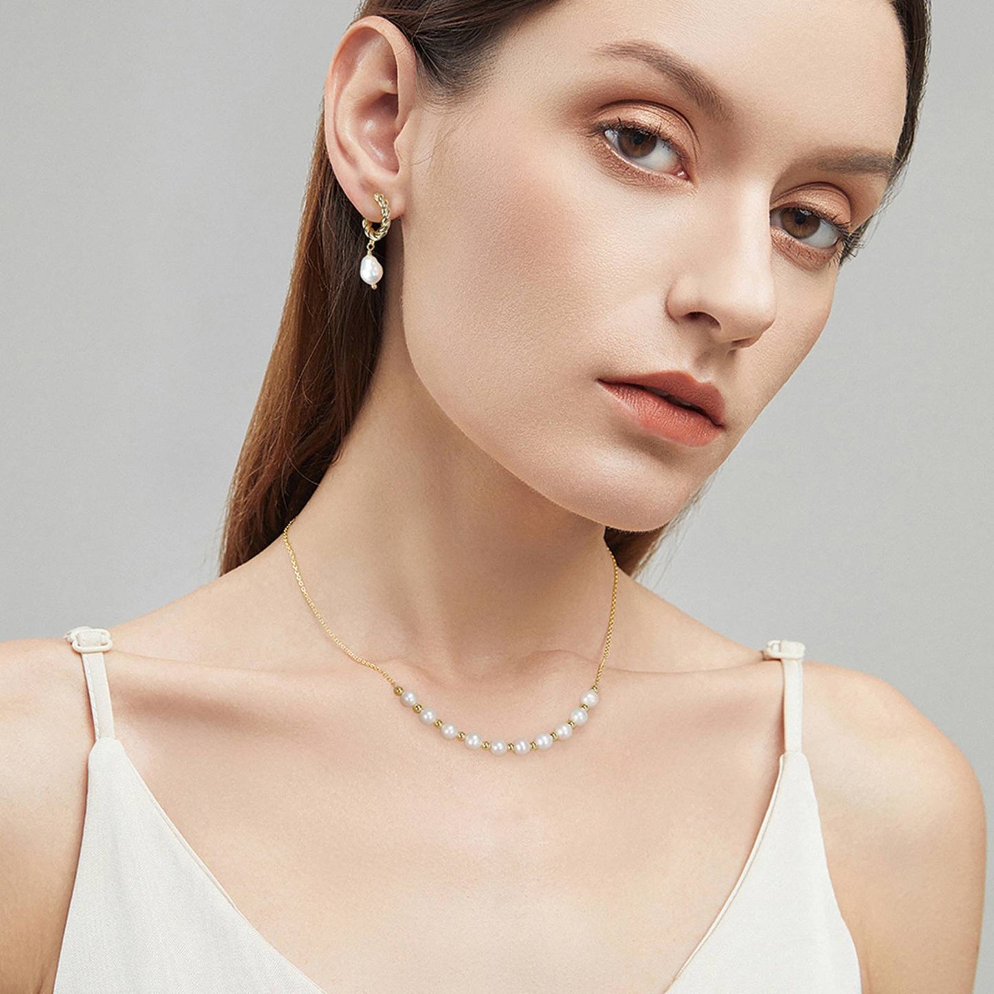 Set din Argint Gold Beads and Pearls