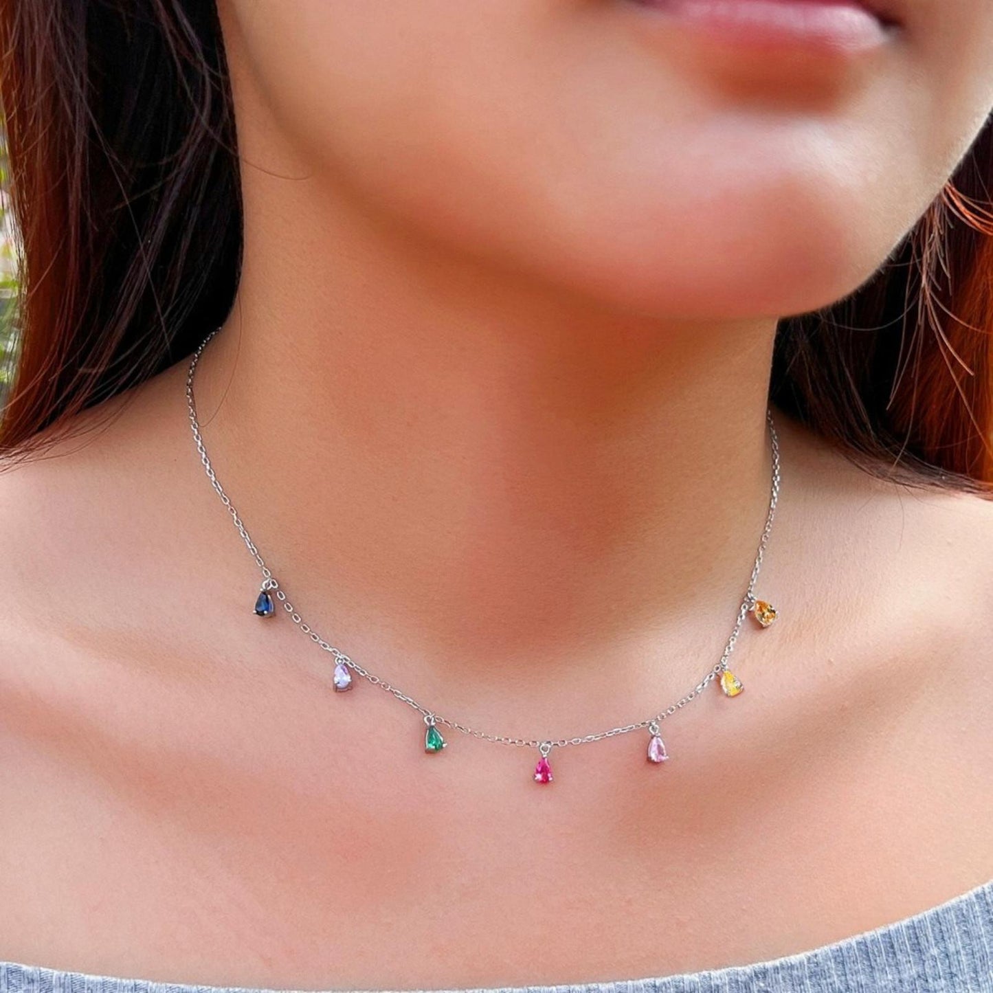 Colier din argint elegant cu topaz multicolor cesini femei
