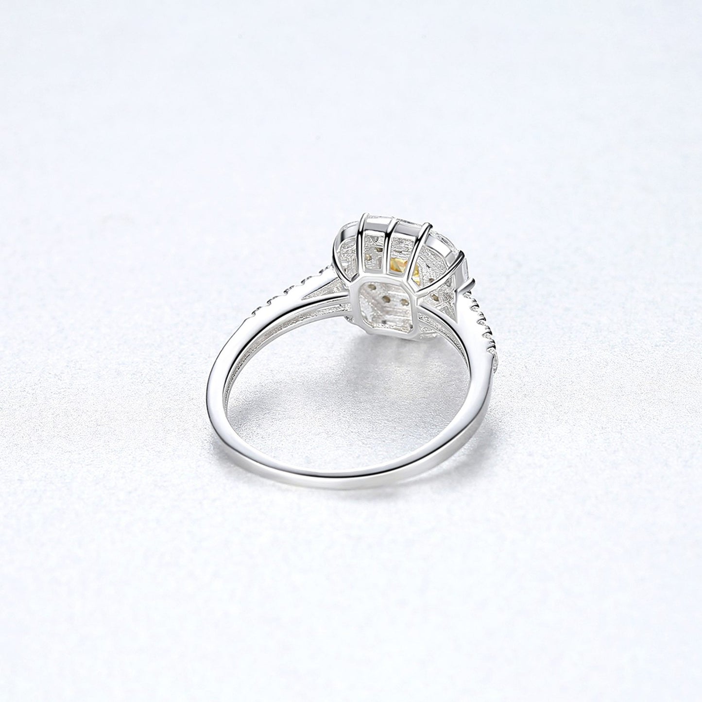 Inel din Argint Square Citrine Diamonds