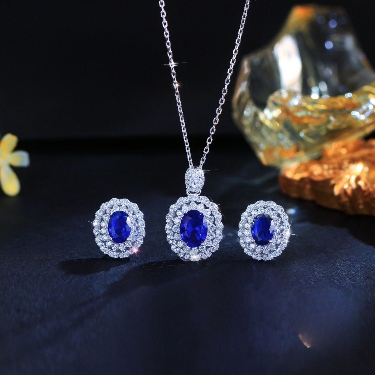 Set din Argint Celine Sapphire