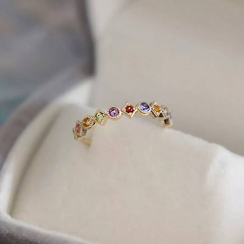 Inel reglabil din Argint Gold Rainbow