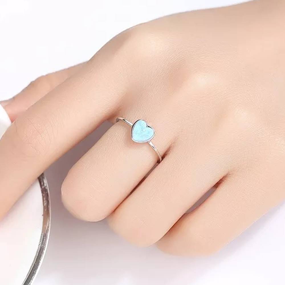 Inel din Argint Opal Simple Heart