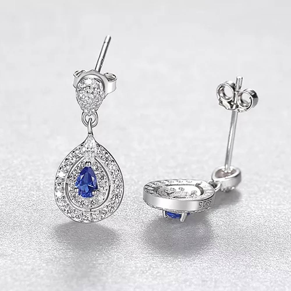 Cercei din Argint Luxe Sapphire
