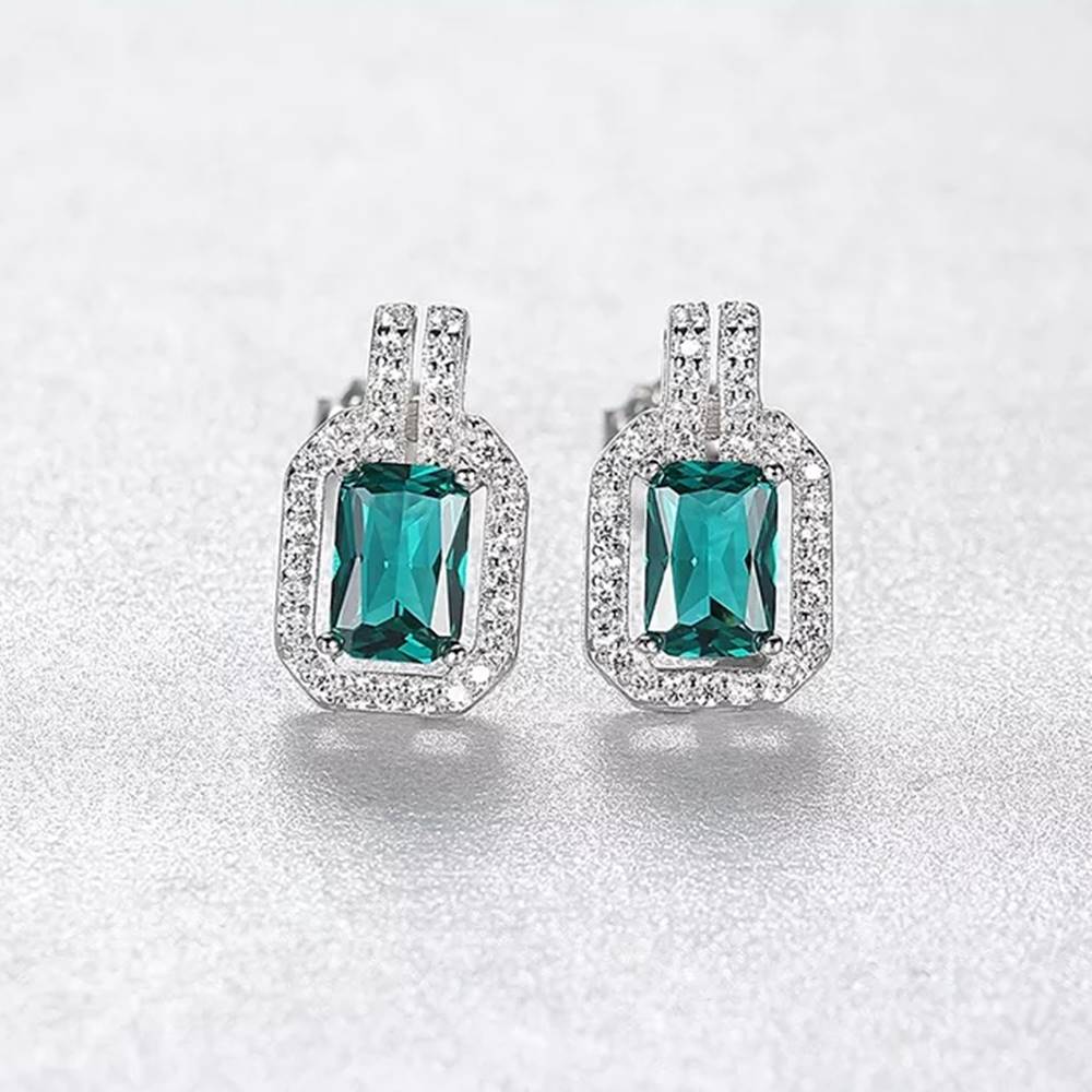 Cercei din Argint Diamond Emerald