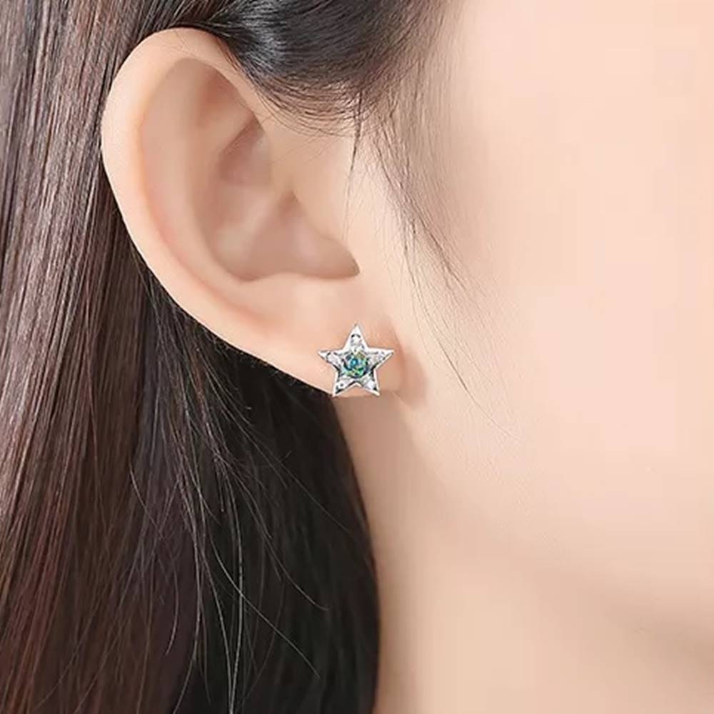Cercei din Argint Opal Moon and Star