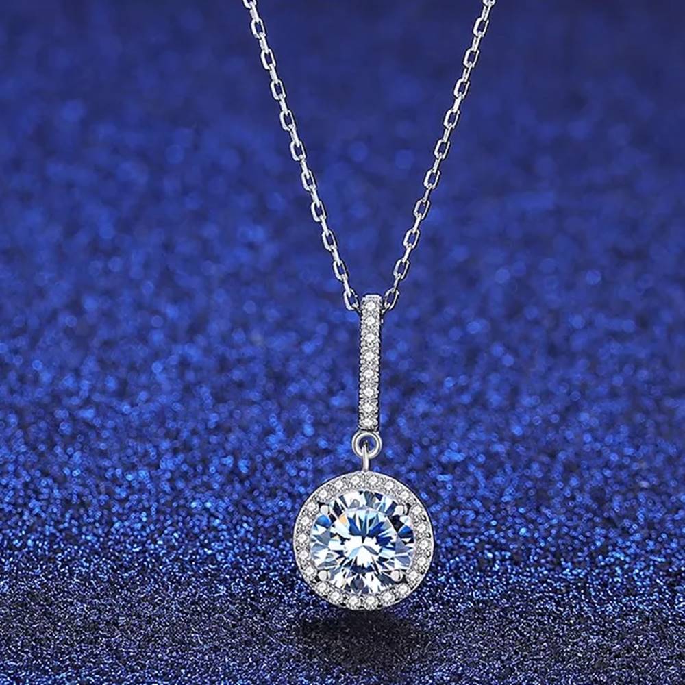 Set din Argint Round Moissanite