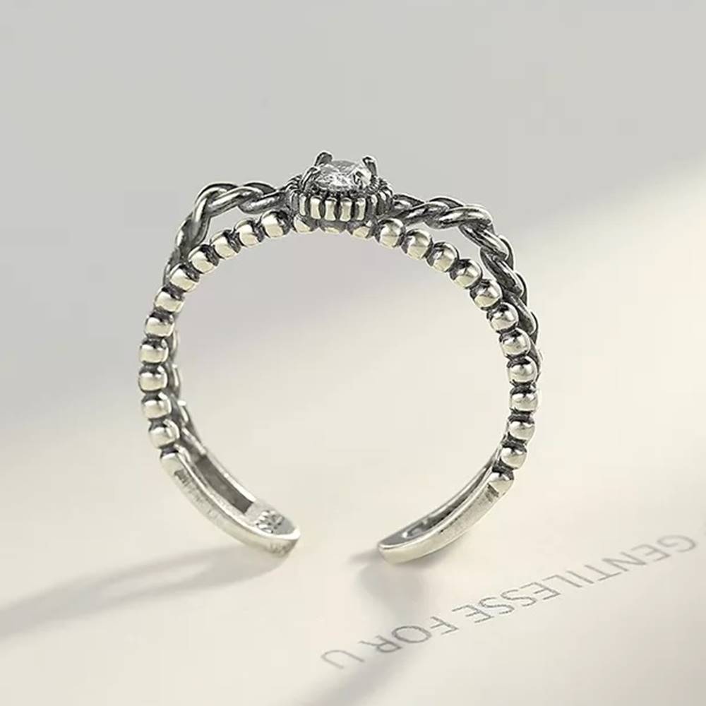 Inel reglabil din Argint Vintage Zircon