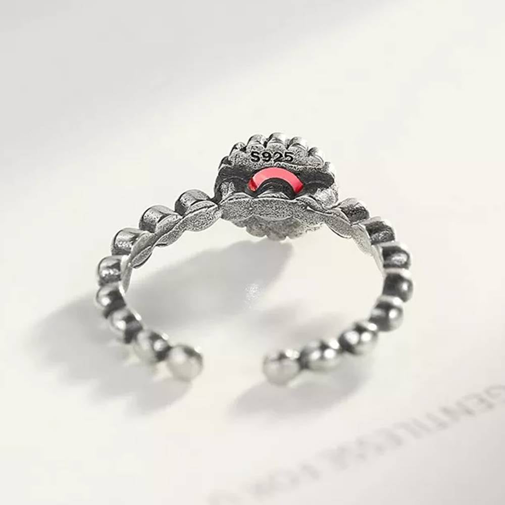 Inel reglabil din Argint Red Stone Crystal