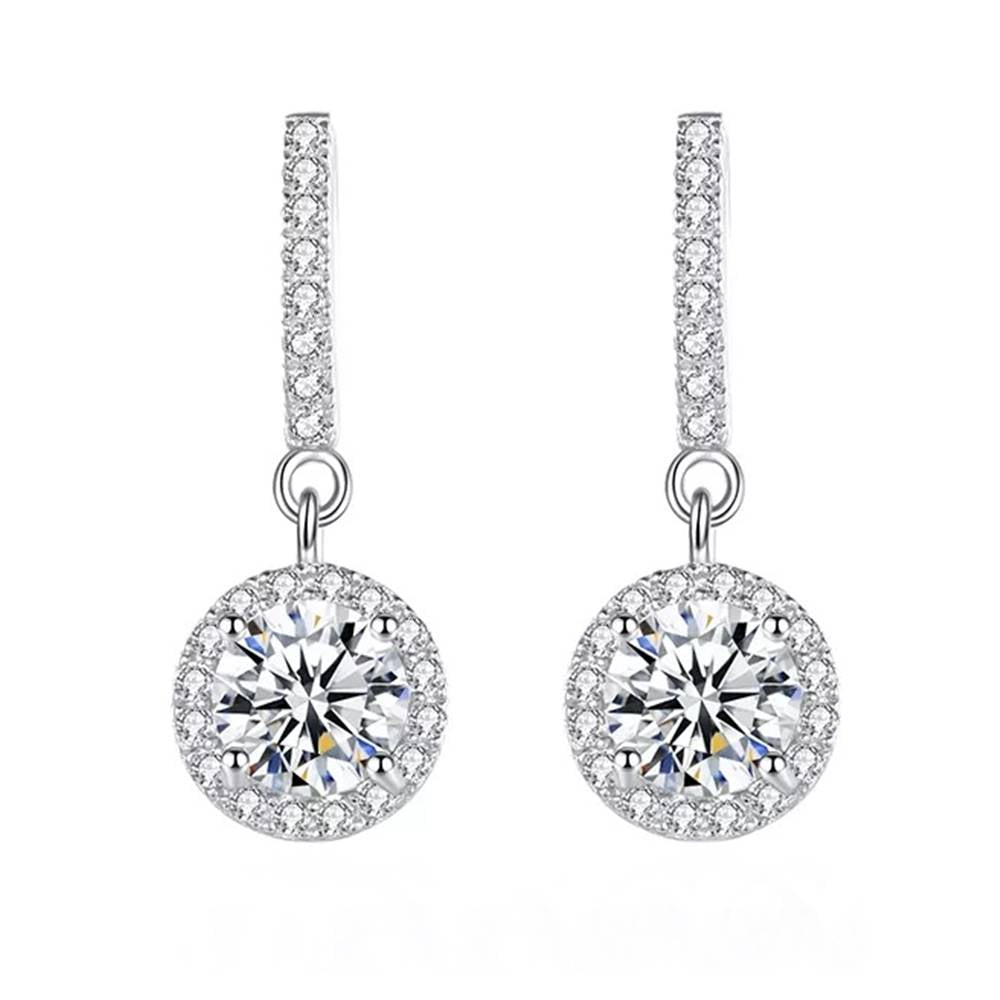Cercei din Argint Round Moissanite