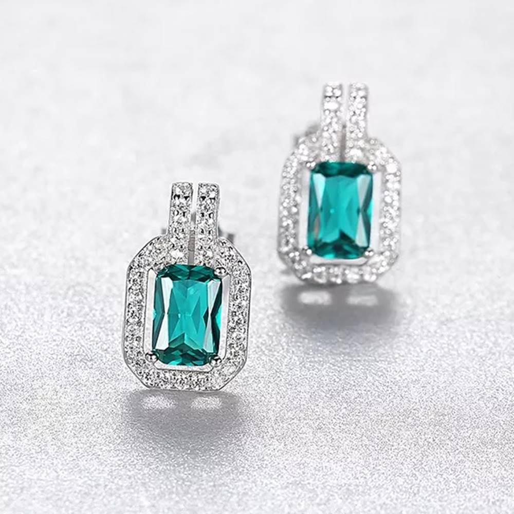 Cercei din Argint Diamond Emerald