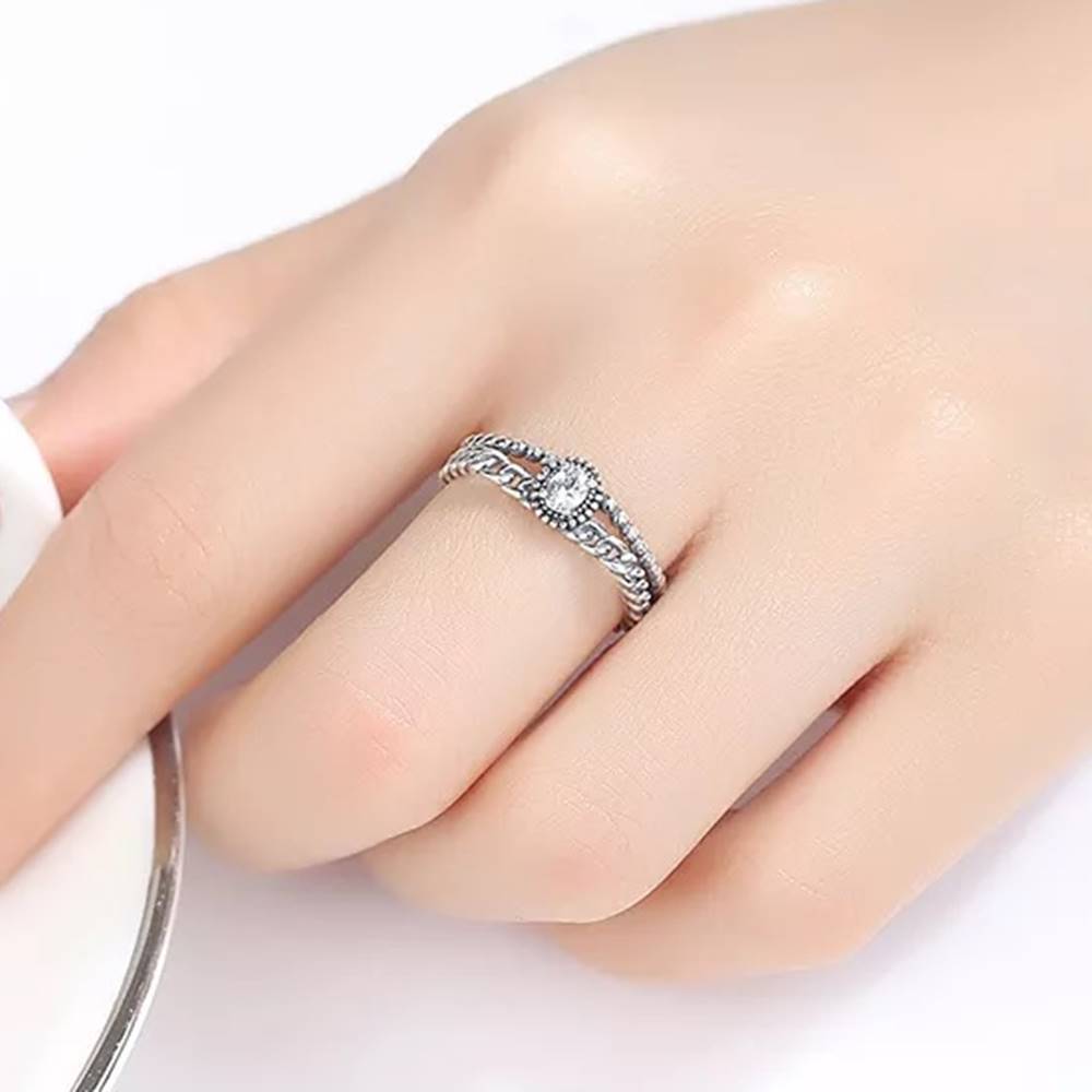 Inel reglabil din Argint Vintage Zircon