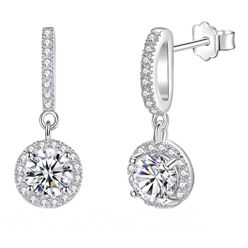 Cercei din Argint Round Moissanite
